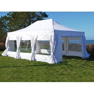 Dancover Faltzelt Faltpavillon Wasserdicht FleXtents PRO 4x6m Weiß, mit 8 Seitenwänden & Gardinen