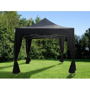 Dancover Faltzelt Faltpavillon Wasserdicht FleXtents Steel 3x3m Schwarz, mit 4 Gardinen