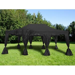 Dancover Faltzelt Faltpavillon Wasserdicht FleXtents Steel 4x6m Schwarz, mit 8 Gardinen