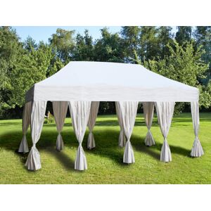 Dancover Faltzelt Faltpavillon Wasserdicht FleXtents Steel 4x8m Weiß, mit 6 Gardinen