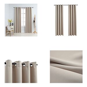 vidaXL mørklægningsgardiner 2 stk. med metalringe 140 x 225 cm beige - Gardin - Gardiner - Rullegardin - Rullegardiner