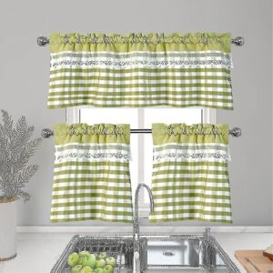 DAO Køkken Gardiner Dekor Vinduesgardin Luksus Cafe Valance Topper Draper A db Yellow Green 74cmx90cm