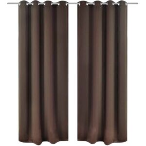 vidaXL 2 stk Brun Blackout Gardiner med Metal Ringe 135 x 245 cm