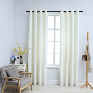 vidaXL mørklægningsgardiner 2 stk. med ringe 140 x 225 cm fløjl creme