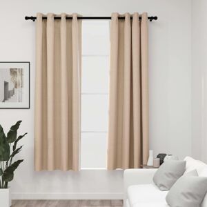 vidaXL mørklægningsgardiner med øjer 2 stk. hør-look 140x175 cm beige