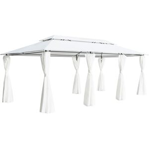 vidaXL pavillon med gardiner 600x298x270 cm 180g/m² hvid