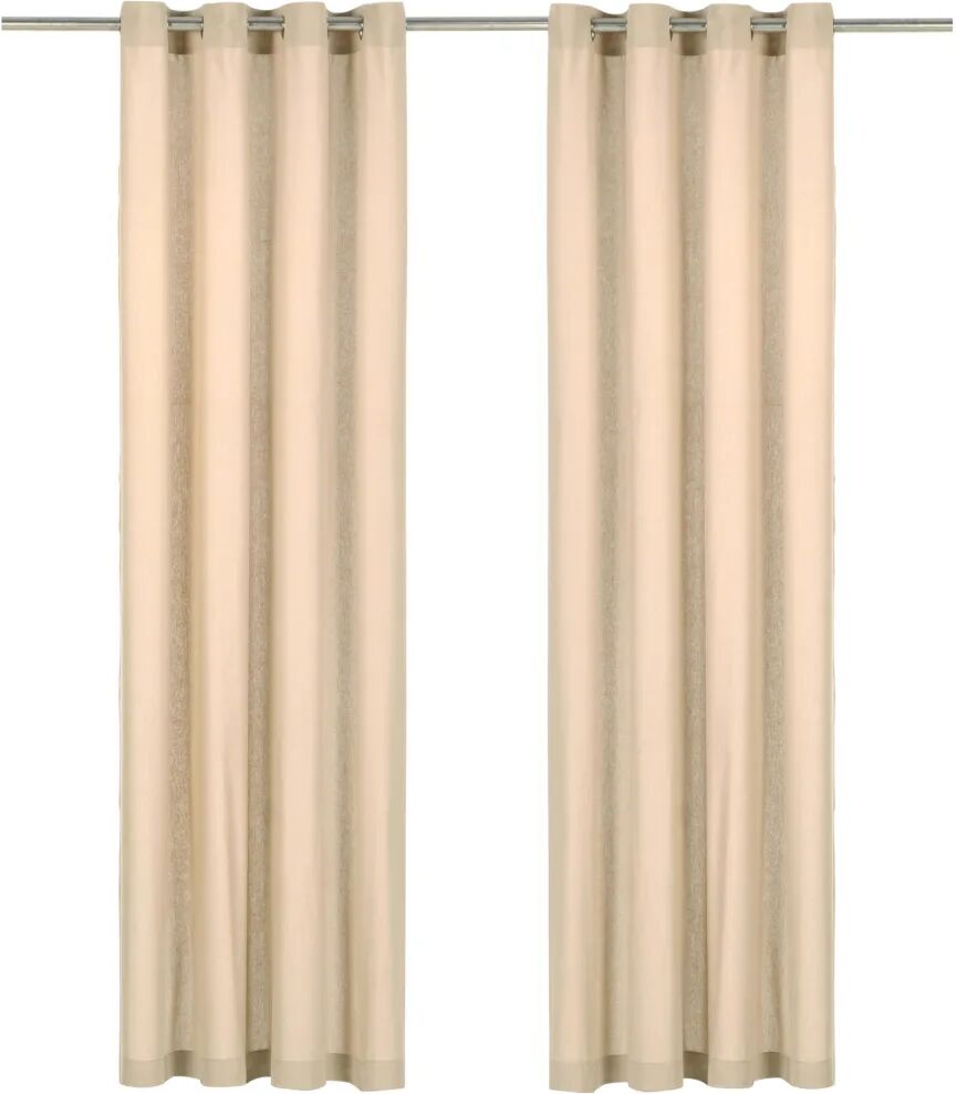 vidaXL gardiner med metalringe 2 stk. 140 x 245 cm bomuld beige