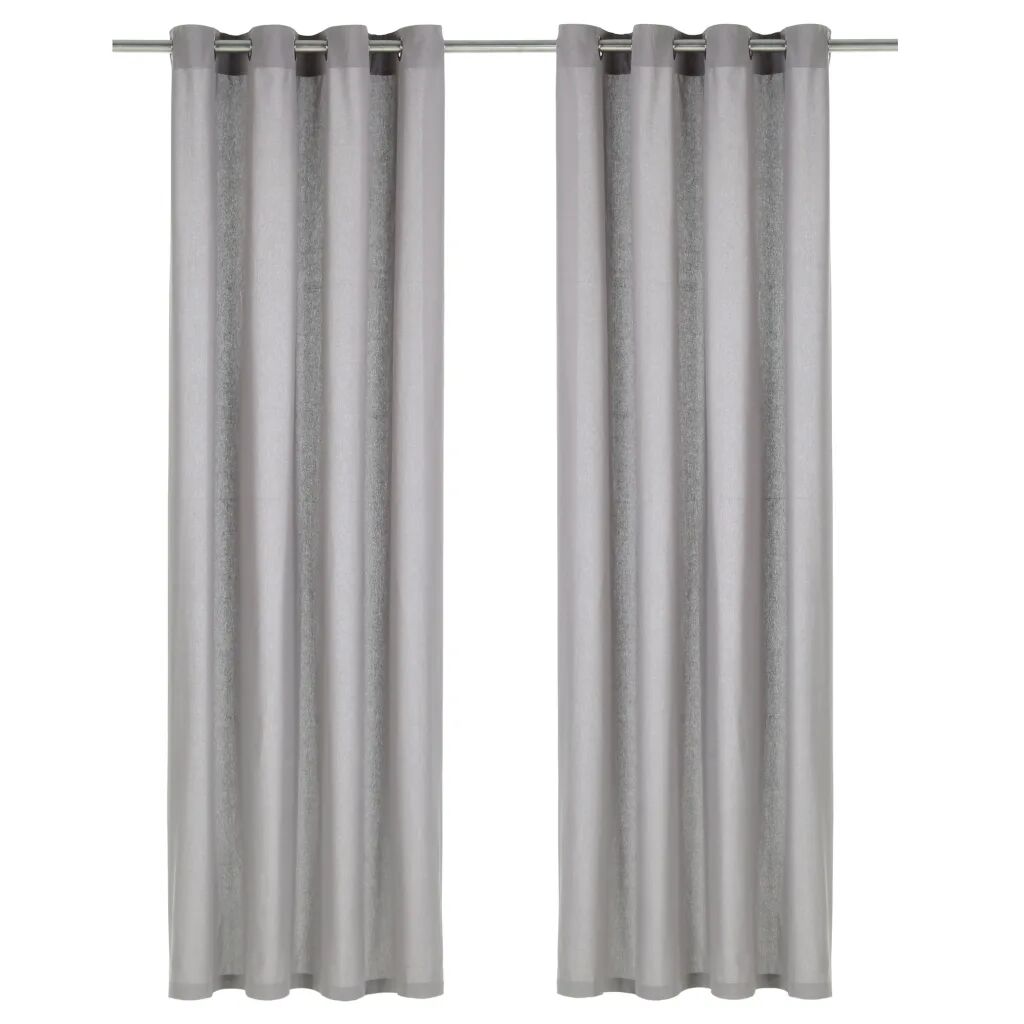 vidaXL gardiner med metalringe 2 stk. 140 x 245 cm bomuld grå