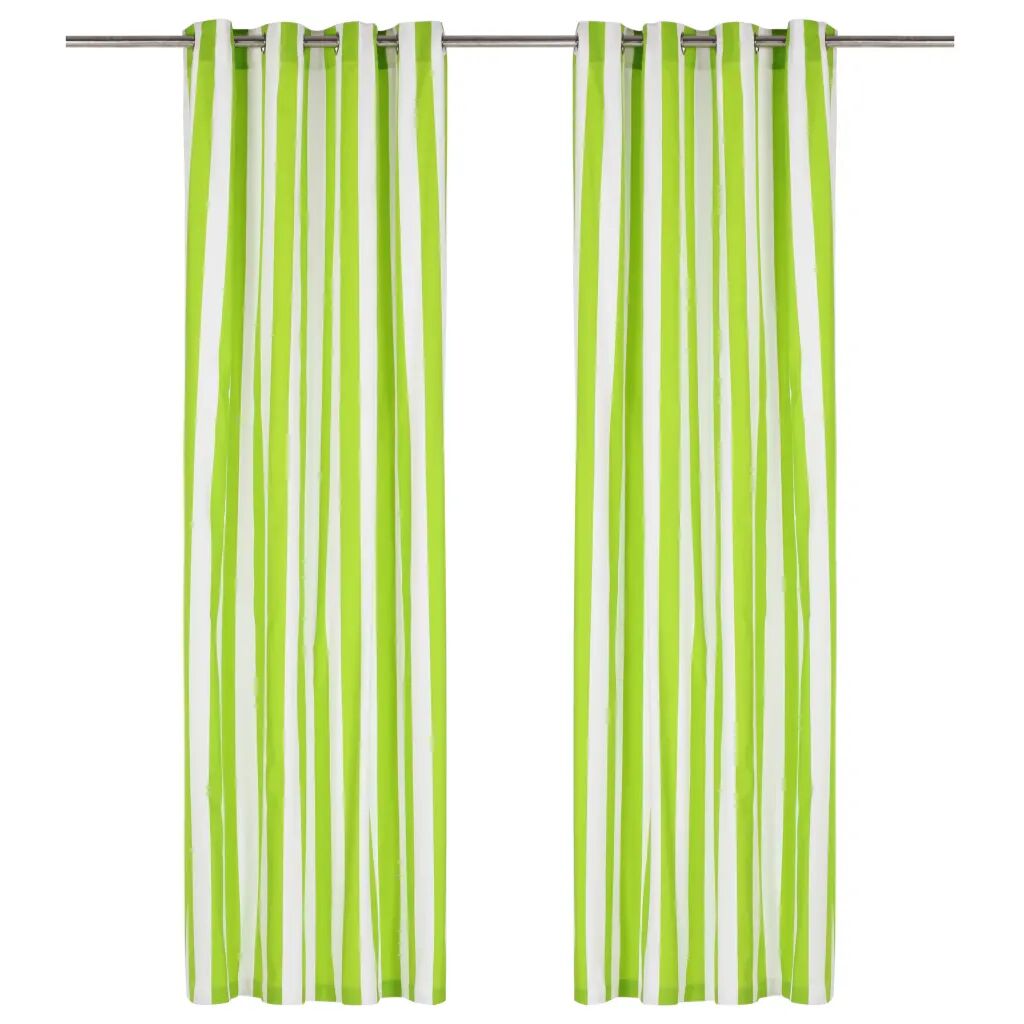 vidaXL gardiner med metalringe 2 stk. 140 x 225 cm stof stribet grøn