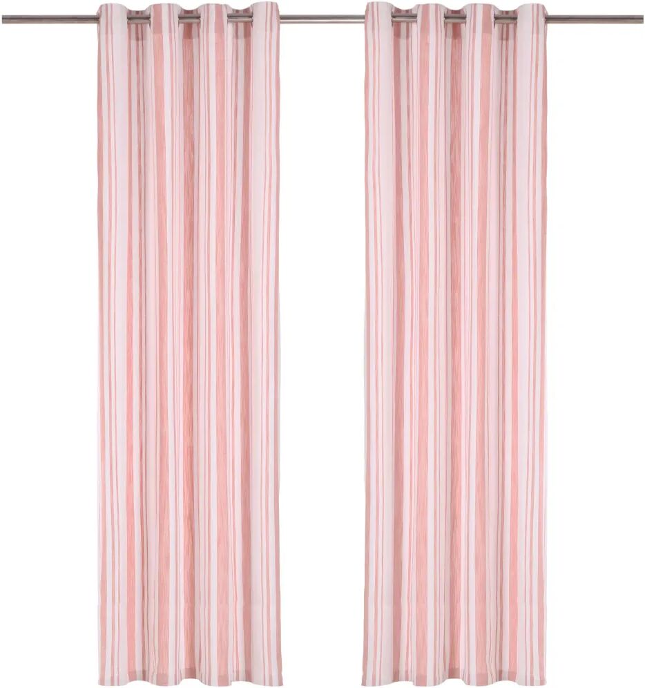 vidaXL gardiner med metalringe 2 stk. 140 x 245 cm bomuld striber pink