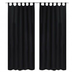 vidaXL 2 Cortinas Negras Micro-satinadas Con Trabillas. 140 X 245 Cm