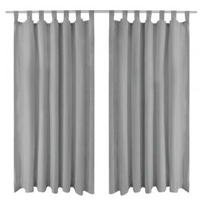 vidaXL Cortinas De Micro-raso Con Bucles 2 Unidades 140x225 Cm Gris