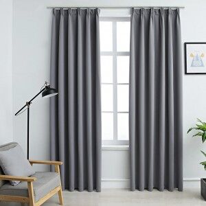 vidaXL Cortinas Opacas Con Ganchos 2 Piezas Gris 140x245 Cm