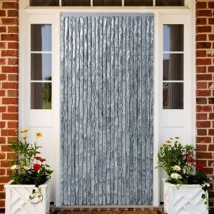 vidaXL Cortina Mosquitera De Chenilla Blanca Y Gris 90x220 Cm