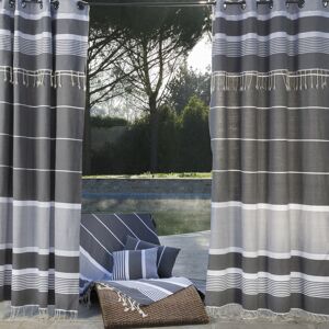 Fouta Futée Cortina ajustable de algodon, antracita y blanco (140 x 210-240)