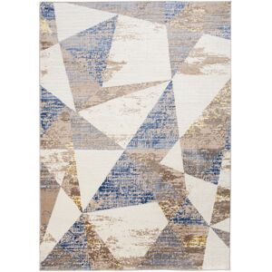 Tapiso Alfombra de salón moderna beige azul crema marrón 140 x 200 cm