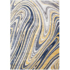 Tapiso Alfombra de salón azul oro crema gris 250 x 350 cm