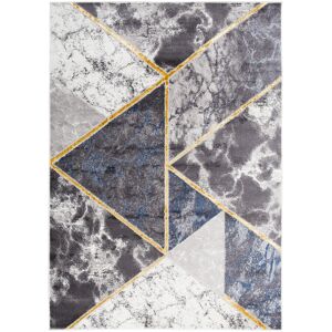 Tapiso Alfombra de salón azul gris oro crema estamapado  250 x 350 cm