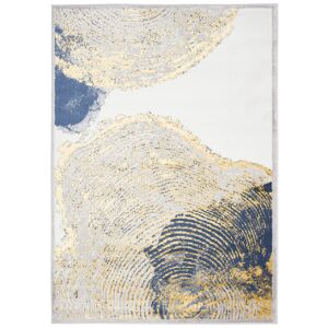 Tapiso Alfombra de salón oro crema azul 160 x 220 cm