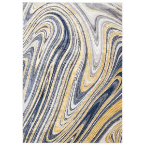 Tapiso Alfombra de salón azul oro crema gris 200 x 300 cm