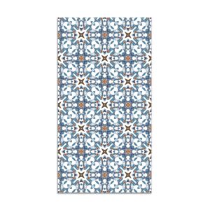 Home and Living Alfombra vinílica azulejo hidráulico tipo oriental azul 200x200 cm
