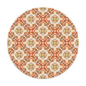 Home and Living Alfombra vinílica redonda azulejo oriental naranja 150x150 cm