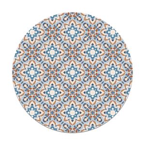 Home and Living Alfombra vinílica redonda azulejo oriental floreada azul 190x190 cm
