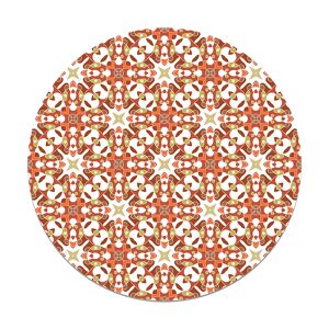 Home and Living Alfombra redonda azulejo hidráulico tipo oriental naranja 150x150 cm
