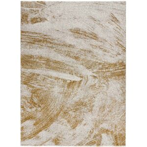 Atticgo Alfombra suave de diseño abstracto en mostaza, 160X230 cm