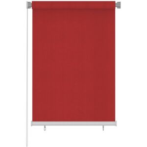 vidaXL Persiana enrollable de jardín HDPE rojo 100x140 cm