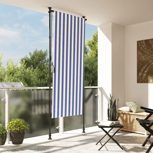 vidaXL Persiana enrollable exterior tela acero azul blanco 100x270 cm