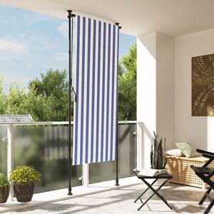 vidaXL Persiana enrollable exterior tela acero azul blanco 120x270 cm