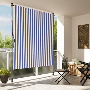 vidaXL Persiana enrollable exterior tela acero azul blanco 150x270 cm