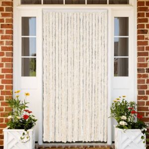 vidaXL Cortina antimoscas chenilla beige y blanco 56x185 cm