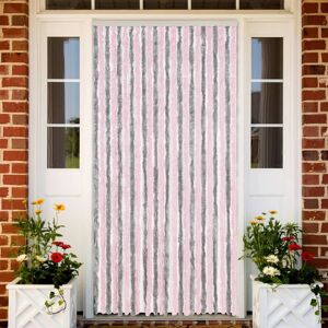 vidaXL Cortina antimoscas chenilla gris plateado y rosa 100x200 cm