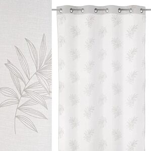 LOLAhome Visillo de hojas confeccionado blanco de poliéster de 260x140 cm