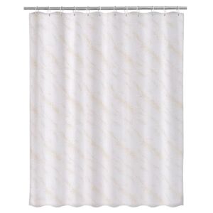 LOLAhome Cortina de baño con estampado blanco y dorado de tela de 180x200 cm