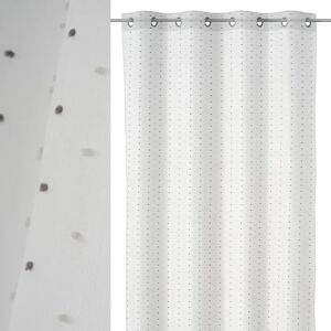 LOLAhome Visillo topos blanco y gris de tela de poliéster de 140x260cm