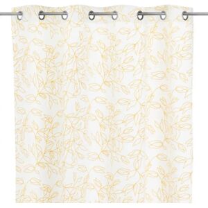 LOLAhome Set de 2 cortinas estampadas con hojas amarillo y blanco de tela de terciopelo de 140x260 cm