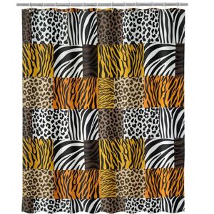 LOLAhome Cortina de baño animal print marrón de poliéster de 180x200cm