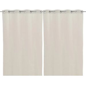 LOLAhome Set de 2 visillo textura beige de tela símil lino de 140x260 cm