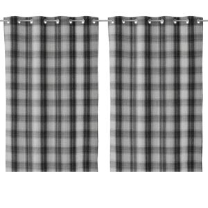 LOLAhome Pack de 2 cortinas de cuadros Vichy negras símil lana de 140x260 cm