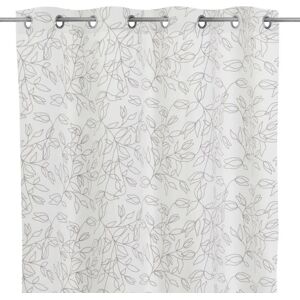 LOLAhome Set de 2 cortinas estampadas con hojas de tela de terciopelo blanco y gris de 140x260 cm