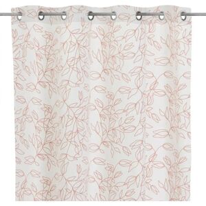 LOLAhome Set de 2 cortinas estampadas con hojas de tela de terciopelo blanco y terracota de 140x260 cm