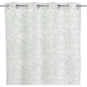 LOLAhome Set de 2 cortinas estampadas con hojas blanco y verde de tela de terciopelo de 140x260 cm