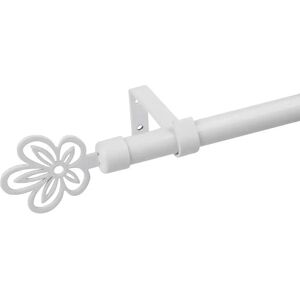 LOLAhome Set de barra de cortina extensible de 122 a 211 cm, 2 escuadras y 2 terminales blanco de metal