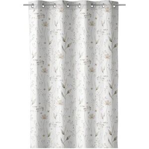 LOLAhome Cortina confeccionada de ramas blanca y marrón de tela de algodón orgánico de 140x260 cm