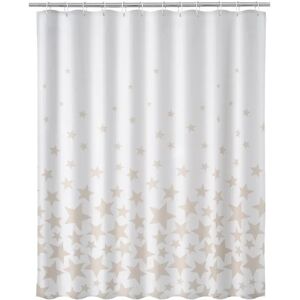 LOLAhome Cortina de baño de estrellas beige de tela de 180x200 cm