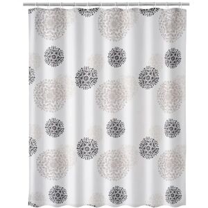 LOLAhome Cortina de baño de flores de tela blanca de 180x200 cm