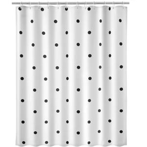 LOLAhome Cortina de baño de lunares de tela blanca de 180x200 cm